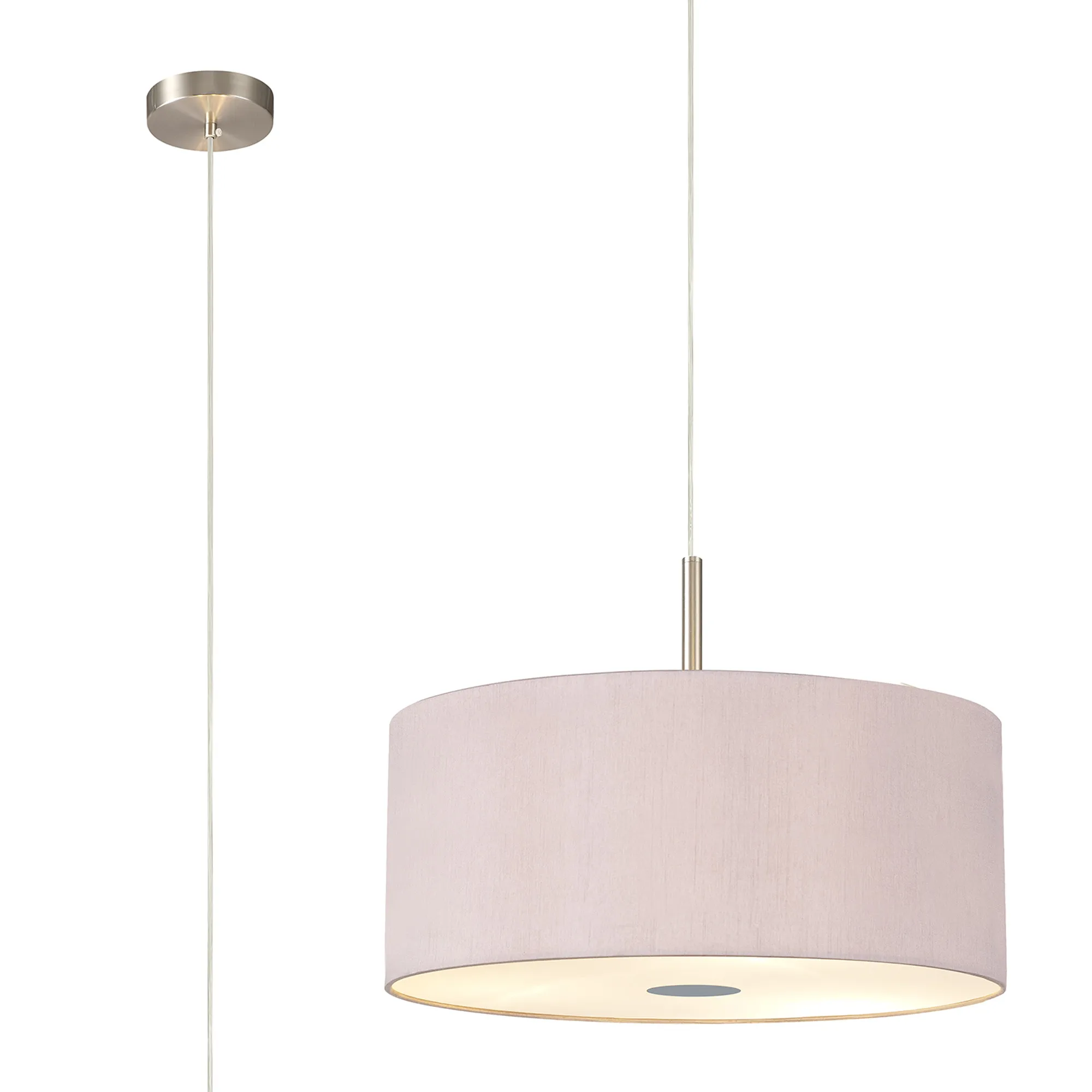 DK0449  Baymont 50cm 3 Light Pendant Satin Nickel, Taupe/Halo Gold, Frosted Diffuser